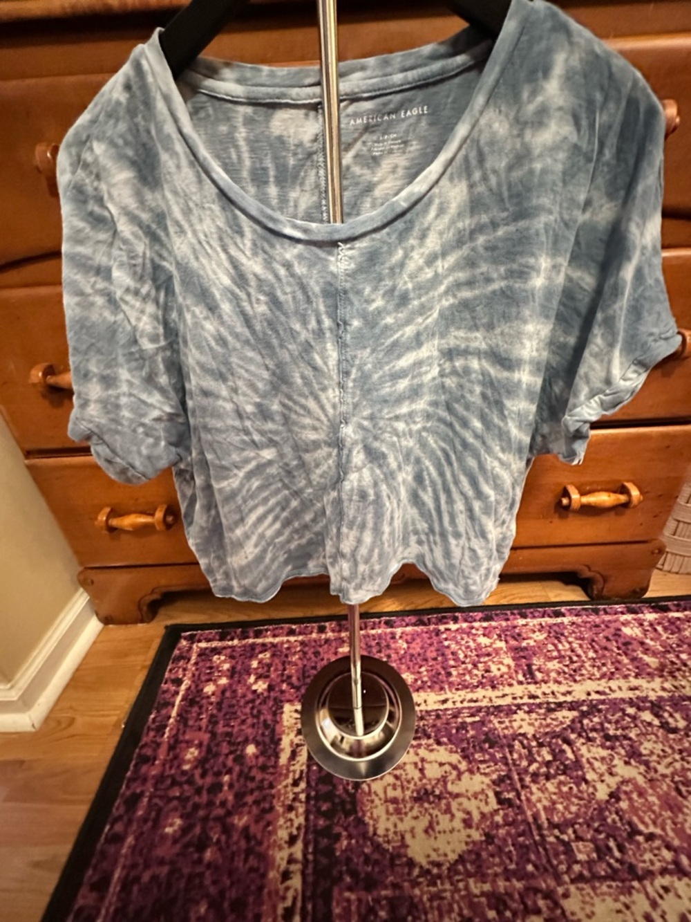 American Eagle Outfitters Light Blue Tie-Dye Crop Top